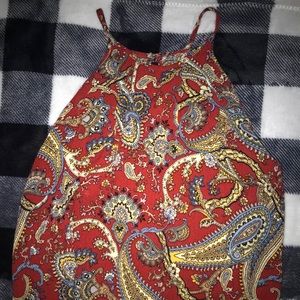 Free people dark red halter silk tank top